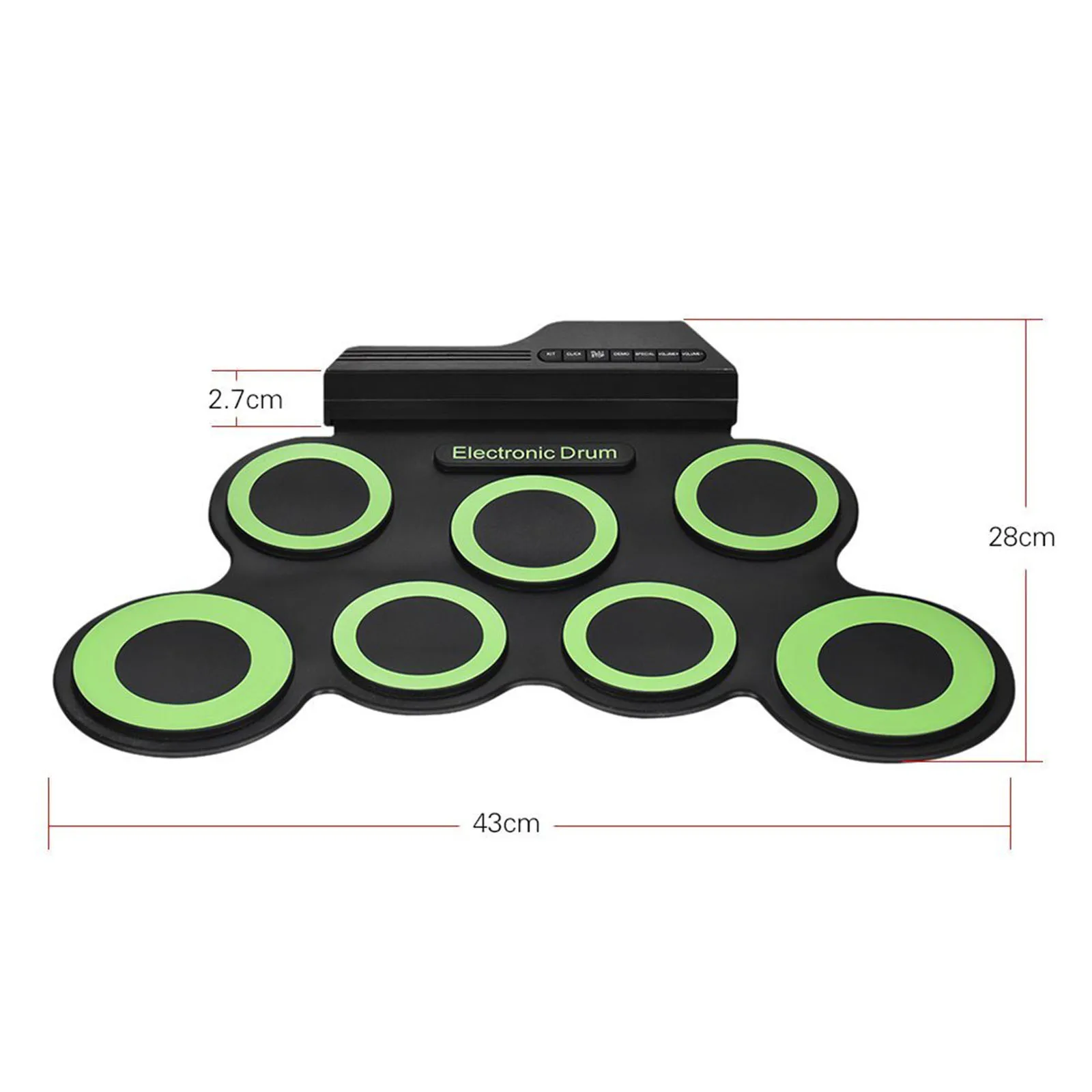 7-Pad Electronic Drum Set Roll-Up Silicon Drums Pad USB USB Foldable Silicon Drums Set Digital Drum Kits with Drumsticks Foot