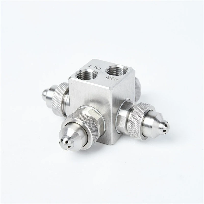 Stainless Steel 304S 4-head Air Atomizing Nozzle Workshop Humidification, Dust Removal and Cooling Conical Fan Nozzle