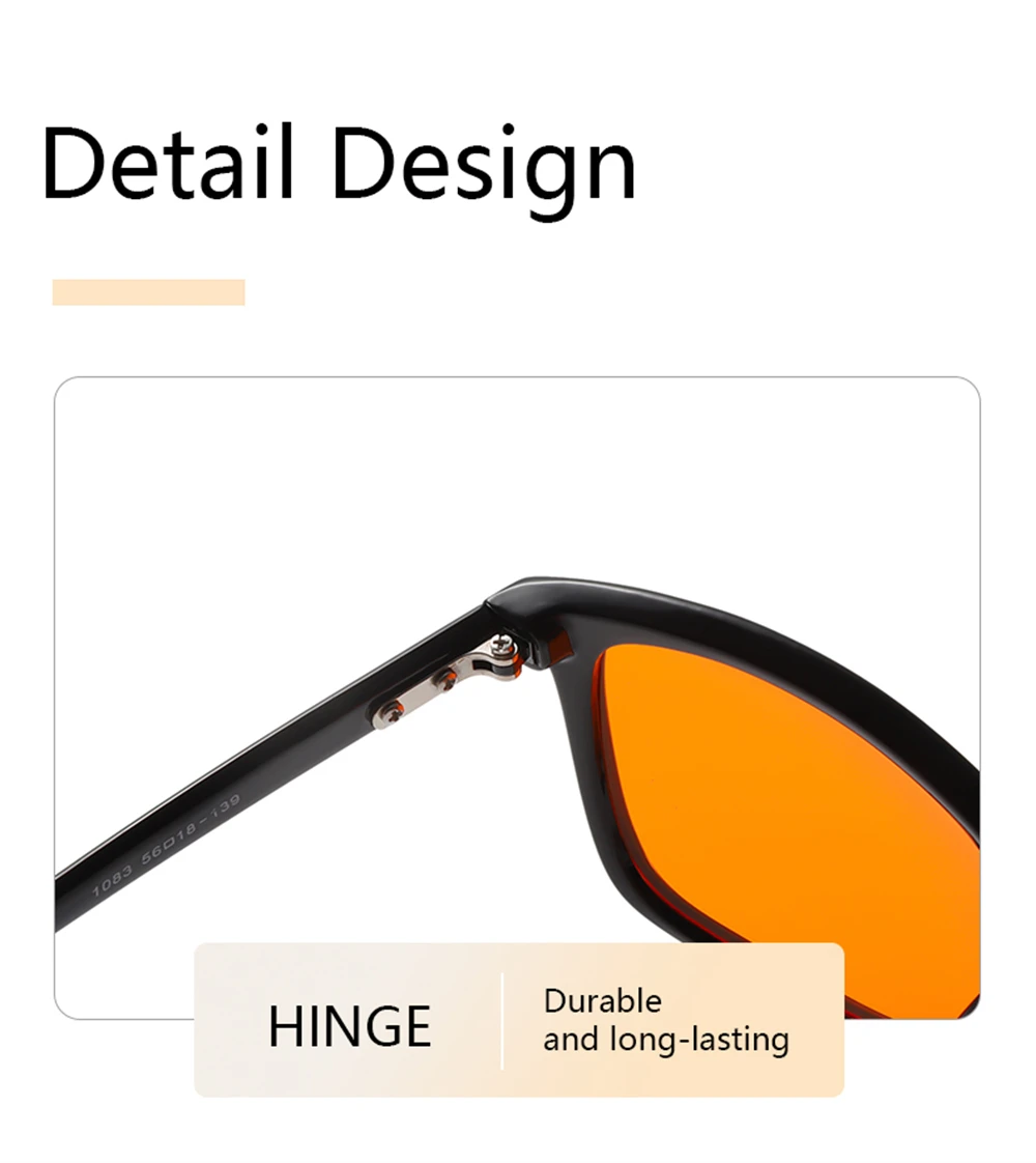 Klassische Orange-Linsen Blaulichtfilter-Brille für Männer und Frauen, Eckige Computer-Nachtsichtbrille mit Bildschirmfilter – Detail 4