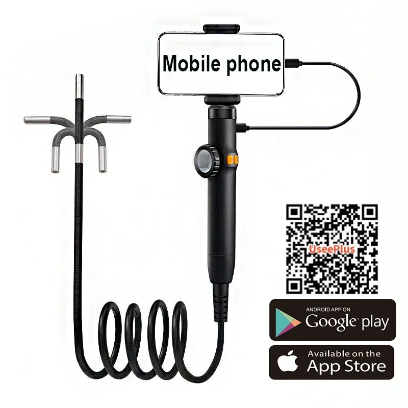 Two-Way 360 ° Rotating Borescope, 1080P Camera, endoscope with Light, 6mm Waterproof Probe, Endoscope with Android/iOS Phone