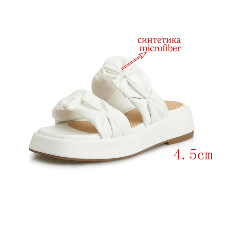 Lenkisen Microfiber Peep Toe Thick Bottom Platform Slides Leisure Fashion Pleated Beauty Lady Basic Women Outside Slippers L29