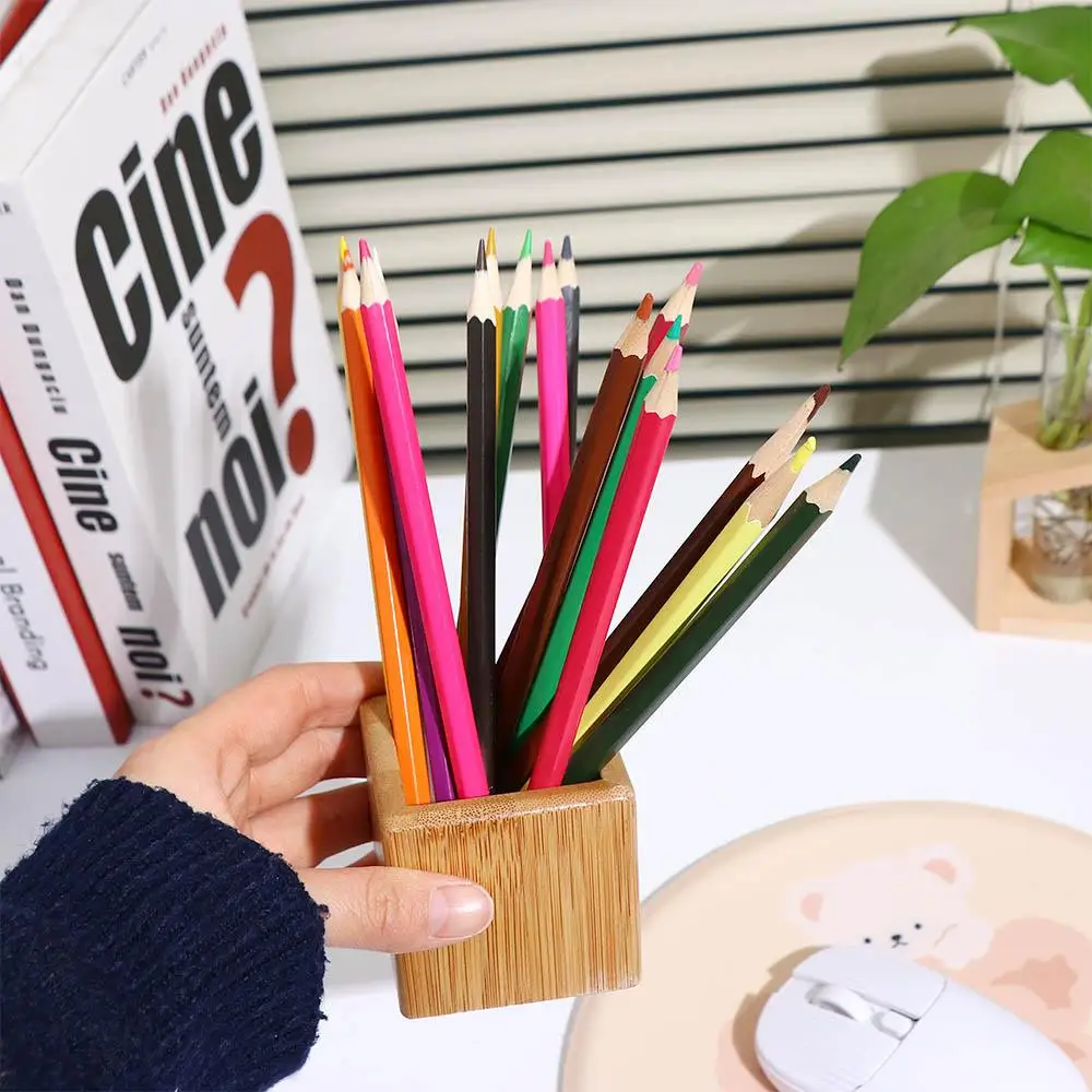 

Student Stationery Simplicity Design Office Accessories Bamboo Pen Holders Pencil Organizer Desktop Storage Desktop Organizer