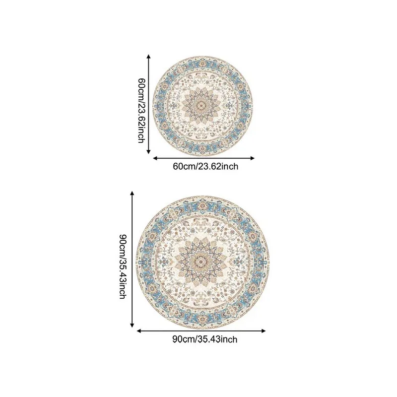 Vikama Crystal aksamitny dywan mata podłogowa okrągła niebieska rama antypoślizgowa wodoodporna łatwa do czyszczenia sypialnia mata do salonu wejście