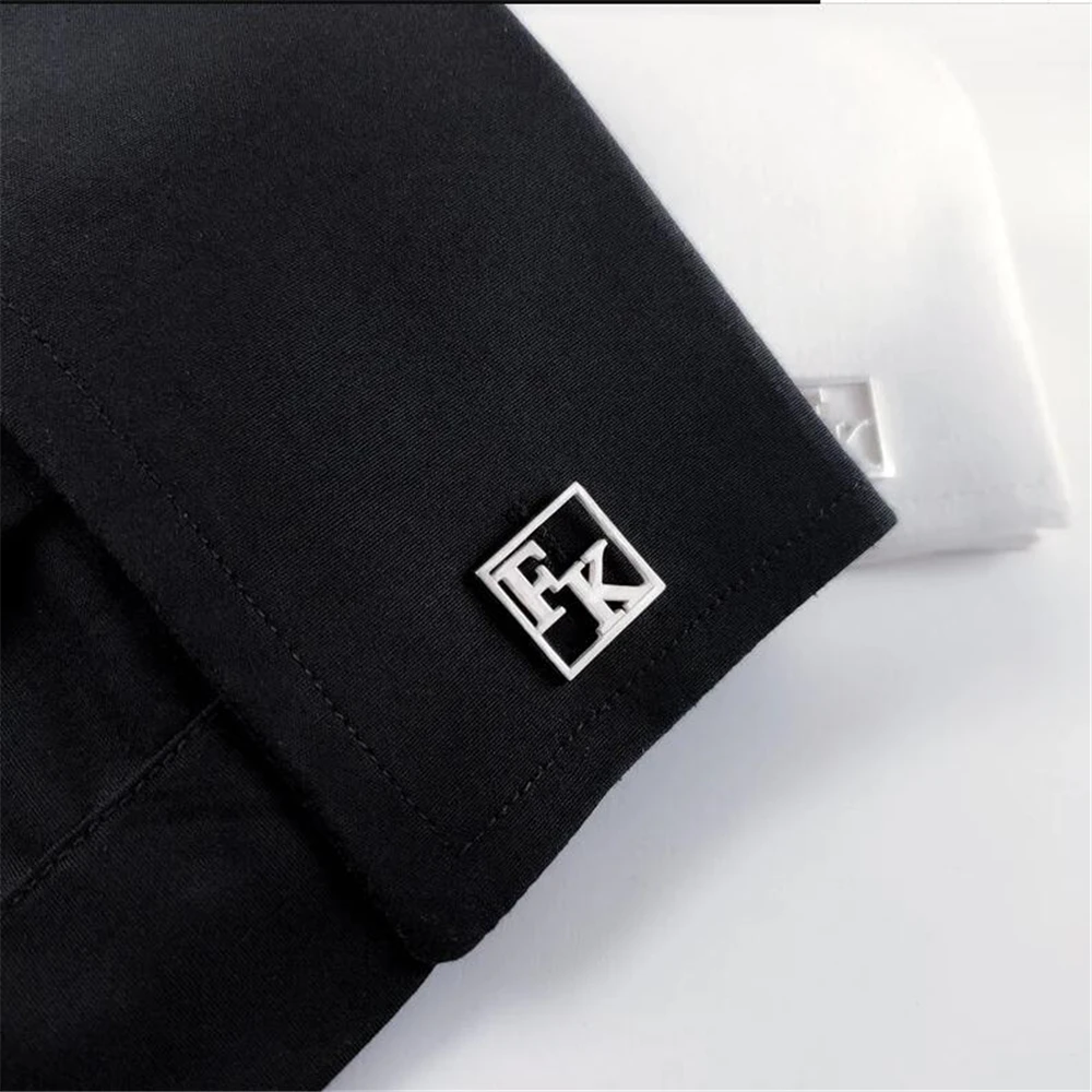 Trend Mens Custom 2 Initials Cufflinks Fashion Customized Suit Shirt Stainless Steel Gold Cuff Links Accessories Christmas Gift