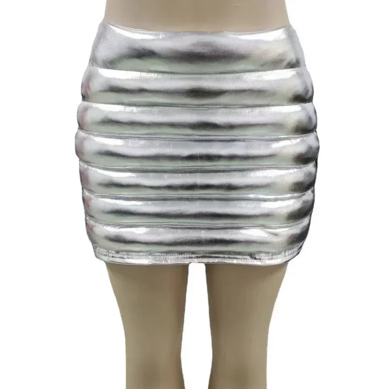 GUWU Minigonna aderente a vita alta luminosa 2022 Summer Beach Sexy Party Club Gonne a tubino Donna Streetwear