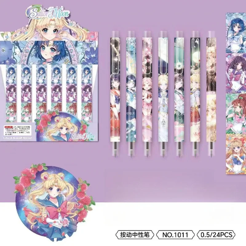 24pcs Japan Cartoon Anime Sailor Moon Gel Pens Tsukino Usagi Mizuno Ami Student Stationery School Supplies