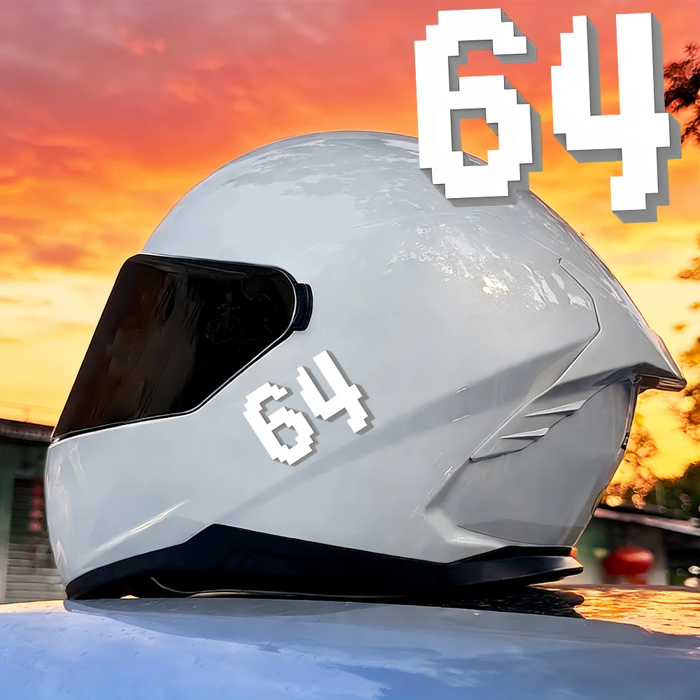 

1Pc White Pixel Motorcycle Number Sticker Waterproof Durable Vinyl Decal for Motorbike Bicycle Scooter Fender Fairing