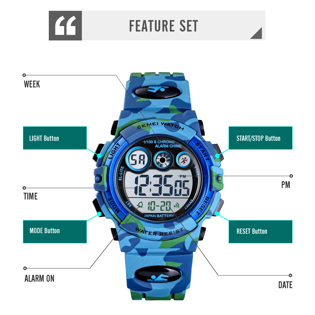 SKMEI Sports Kids Digital Watches Colorful Watch Young Energetic Dial Design Waterproof Children's Wristwatches relogio infantil