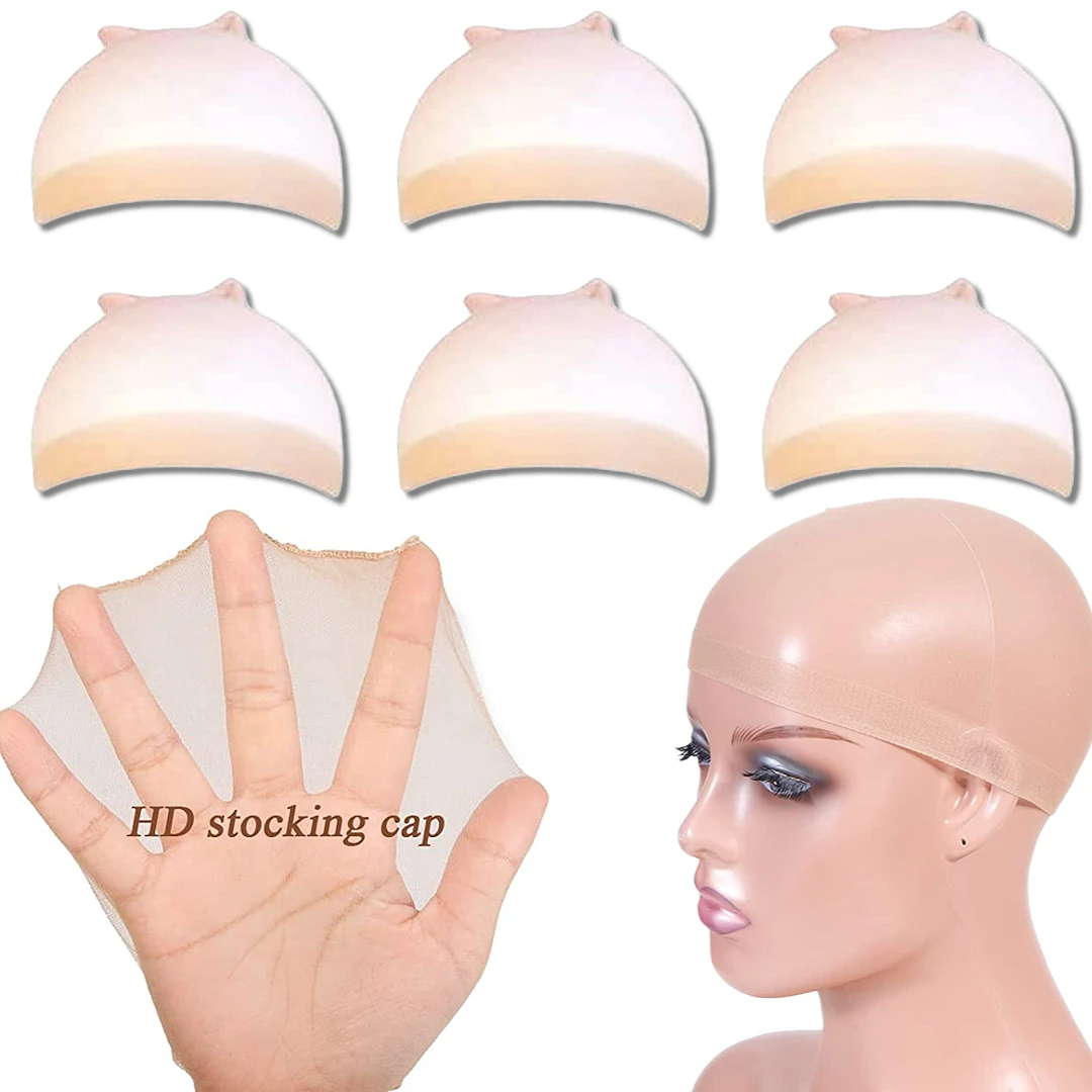 6pcs/Lot Invisible HD Wig Cap for Wig Making Stretchy Nylon Wig Cap for Women Cosplay Breathable Hair Net Free Size Professional