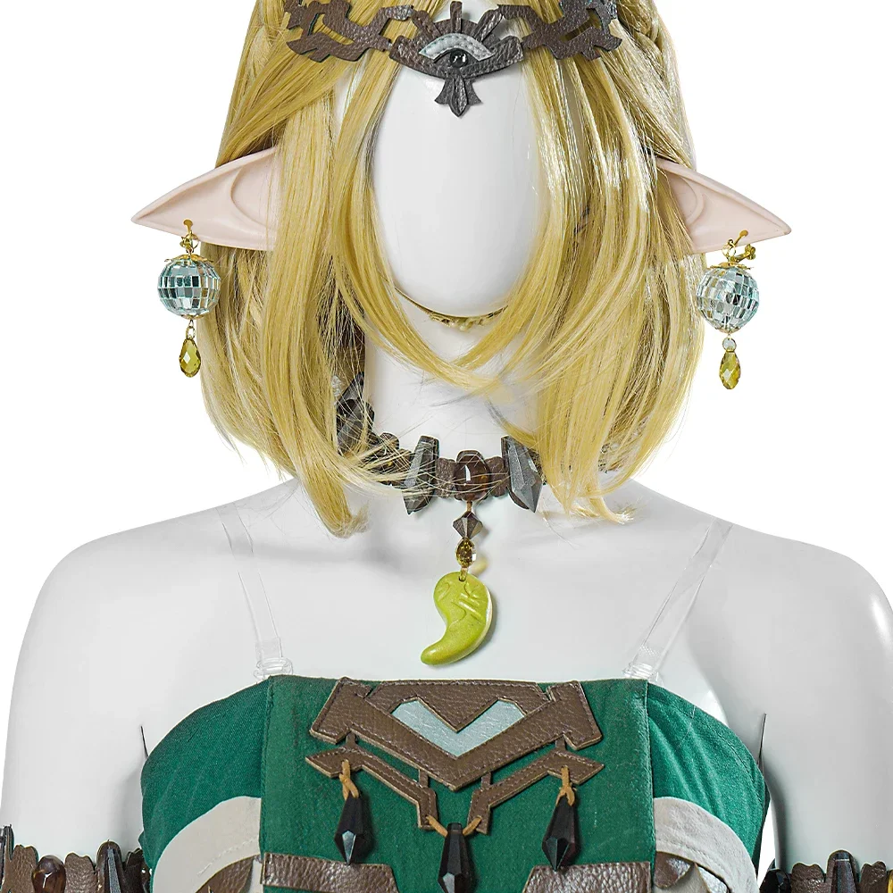 Woman Zelda Cosplay Princess Dress Costume Game Tears Green Long Dress Full Set and Individual Items