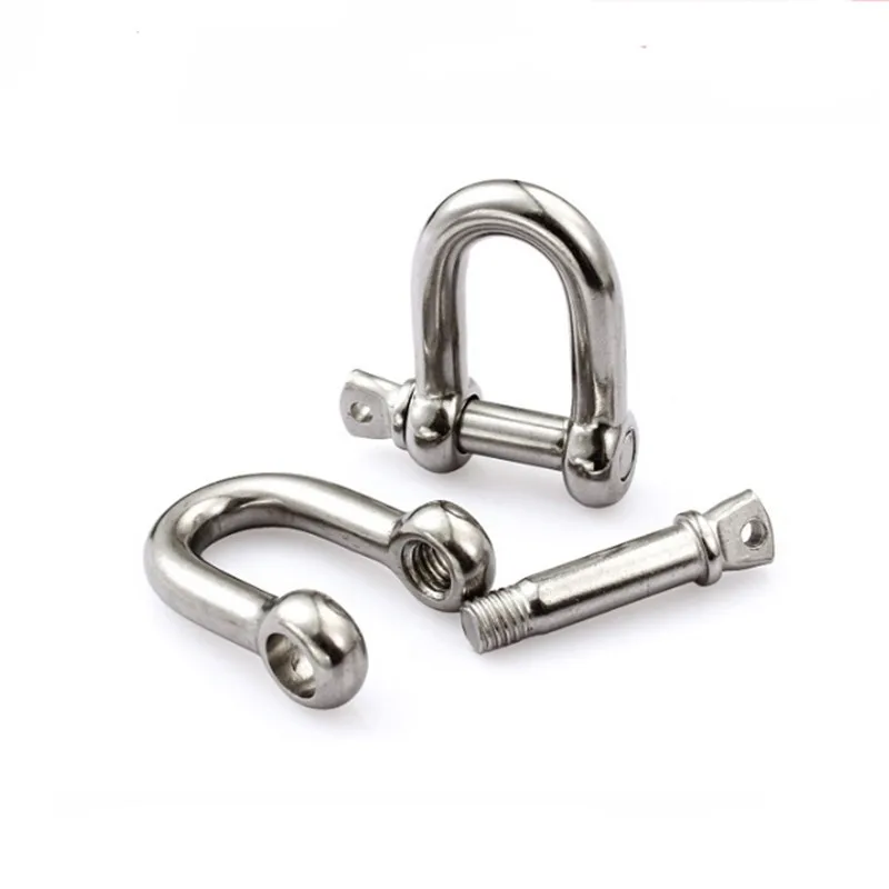 Aço inoxidável Lifting Towing Bow, Profundo D Link Rigging Grilhões, Marinha, Manilha de alta qualidade com ferramentas de pinos roscados, 5mm - 10mm