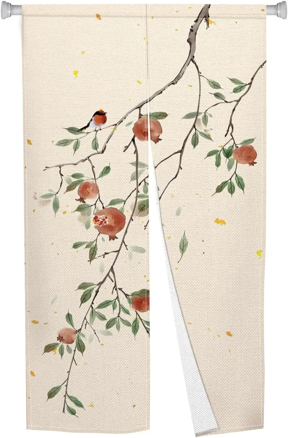 Chinese Style Pomegranate Print Noren Curtain, Hanging Divider for Doorway & Kitchen