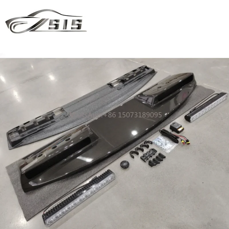 

High Quality Carbon Fiber & Gloss Black Material Defender 110/90 Roof Spoiler With Led Fit for Defender Car Exterior Wing