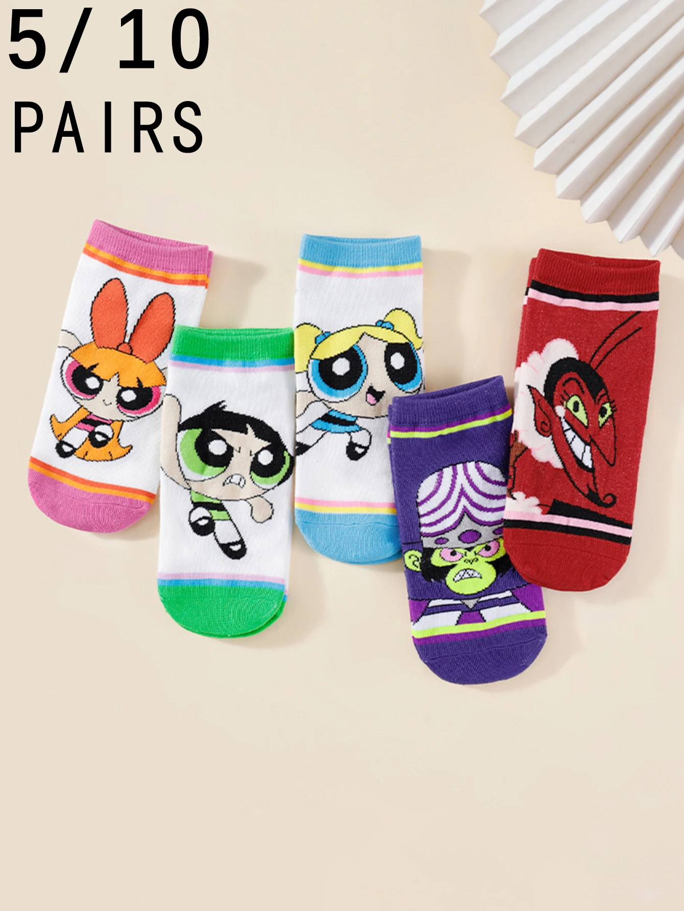 

5/10 Pairs of Korean version Academic style Cartoon pattern Cute and sweet Women's short Socks