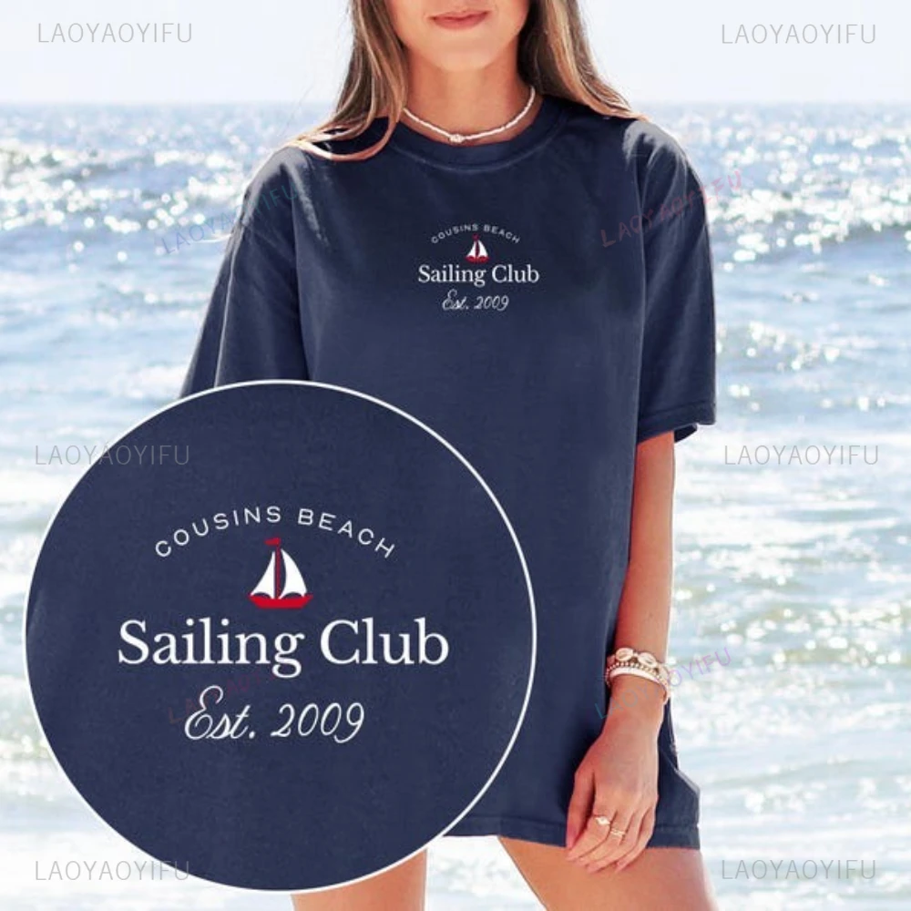 

Cousins Beach Sailing Club Est. 2009, хлопковая футболка с рисунком The Summer I Turned Pretty Woman Man Movie, винтажные топы, футболка