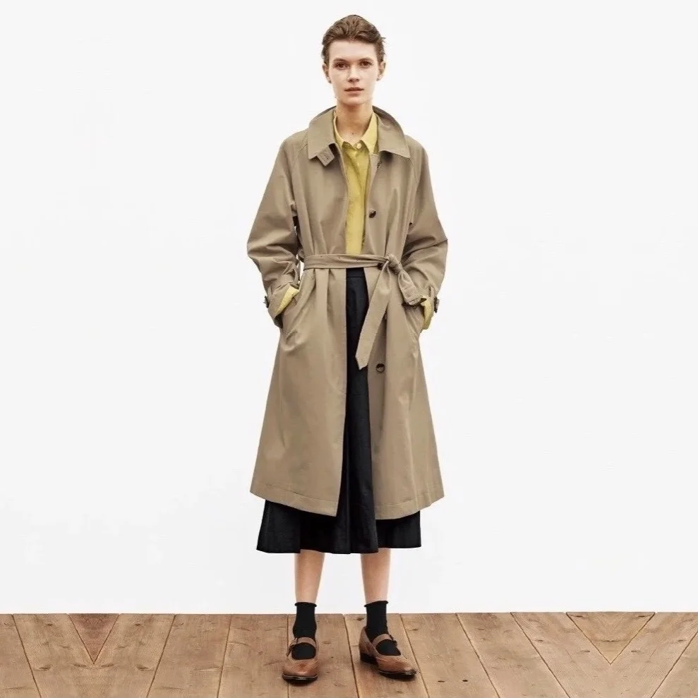 British niche hall~British MH style design, single breasted waistband, high-end mid length trench coat