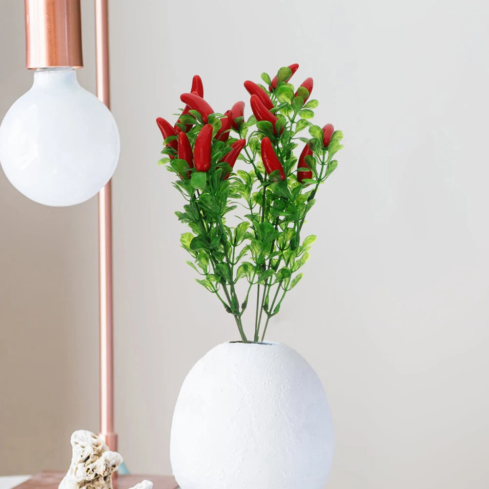 

6 Pcs Artificial Chili Bunches Lifelike Fake Pepper Stems DecorativeFlowers Party Home Vase Arrangement DIY Vegetable Branches