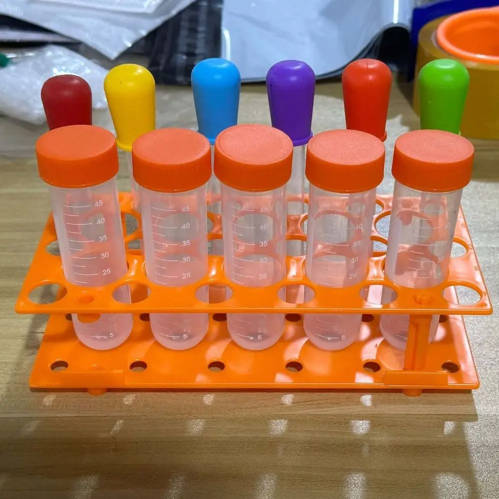 Learning Kids Test Tubes Education Skill Development Plastic Droppers Colorful Centrifuge Tube Holder Science Test Tubes