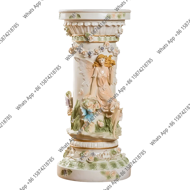 European Roman column decorative ornament TV cabinet next to indoor floor flower rack living room creative jewelry