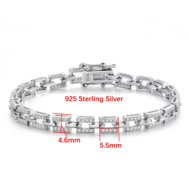 BXINY D Color Moissanite Bracelets 100% S925 Silver Tank Chain GRA Certified Diamond for Women Men Engagement Fine Jewelry Gifts