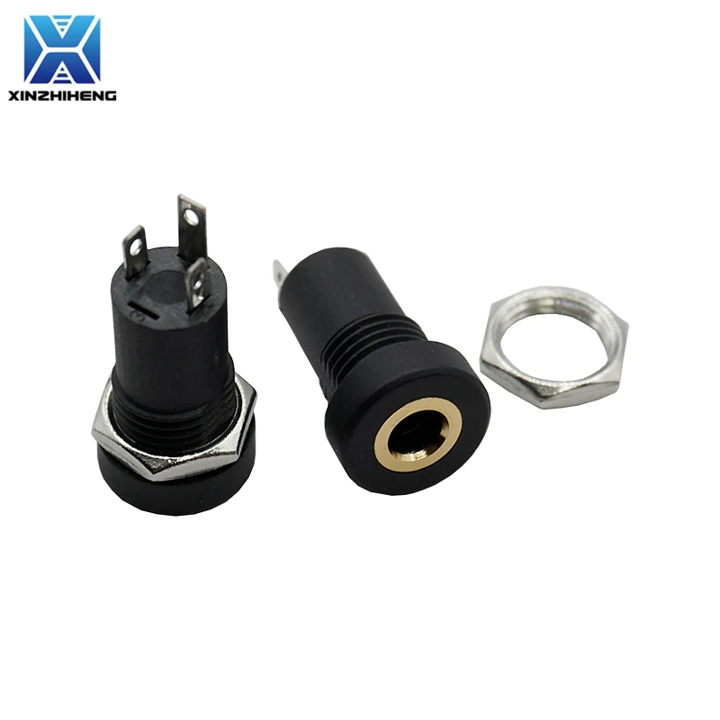 5PCS PJ392A 3.5MM Audio Jack Gniazdo żeńskie 3/4 Pole Stereo lutowanie panelu Z nakrętkami PJ391 PJ-392A 3/4Pin Black