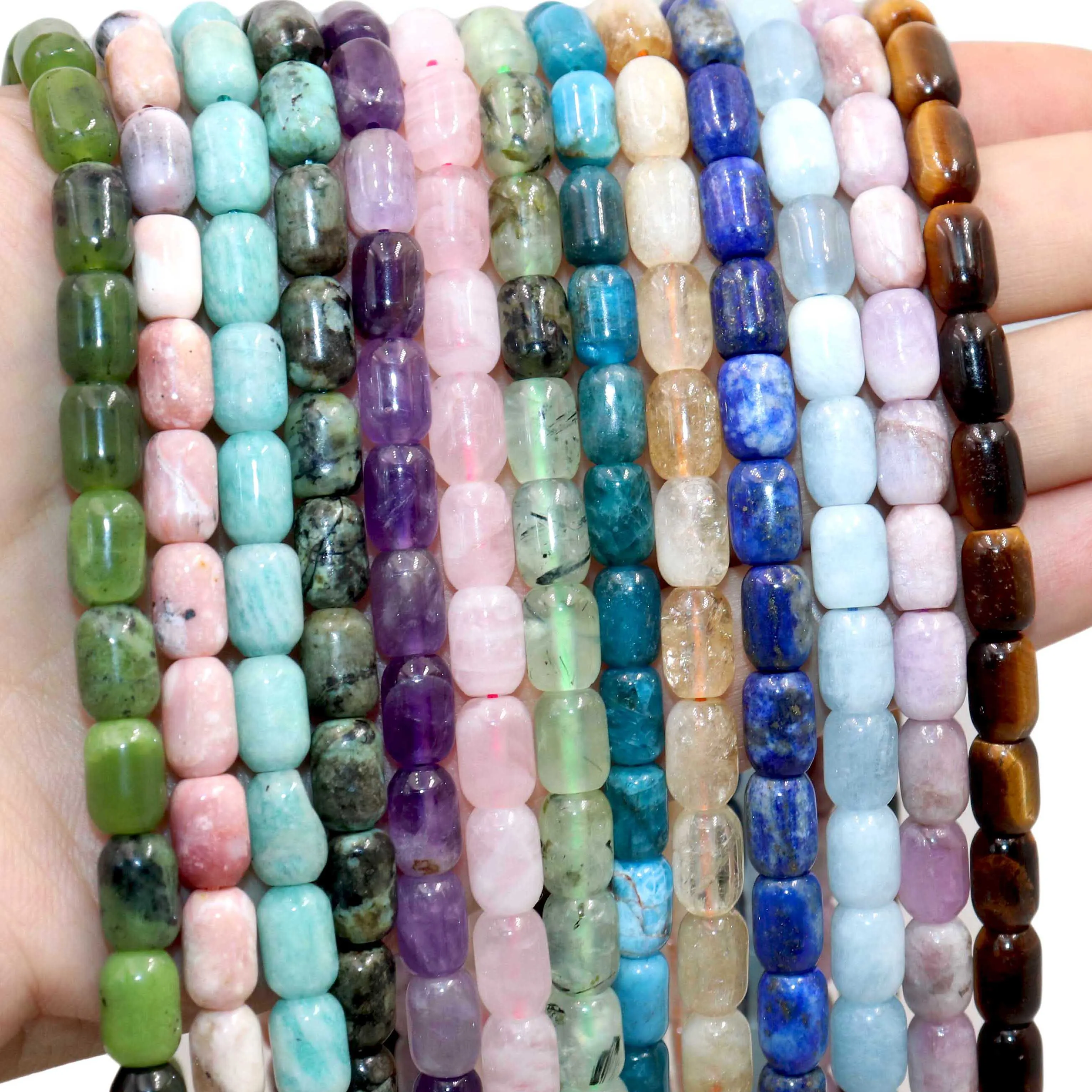 6x9MM Natural Citrines Amethysts Lapis Lazuli Stone Drum Barrel Loose Spacer Beads For Jewelry Making DIY Bracelet Accessories