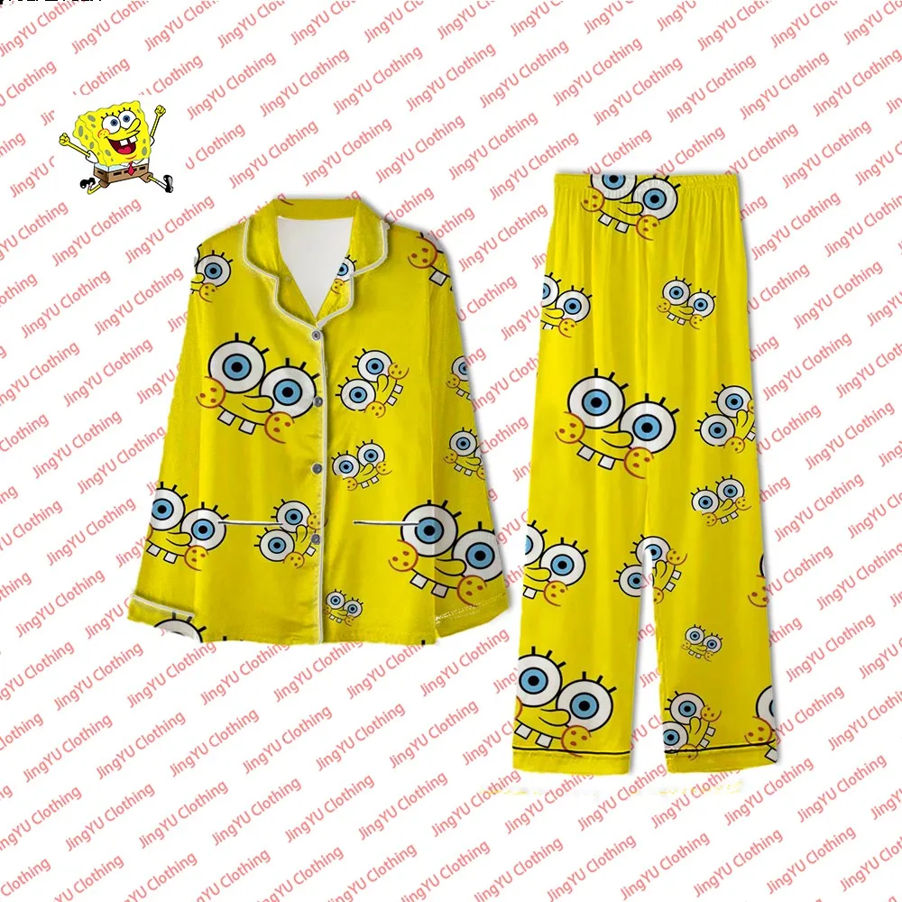 Summer cartoon cute pajamas set fashionable and comfortable casual home pajamas couple style 2024 new SpongeBob SquarePants