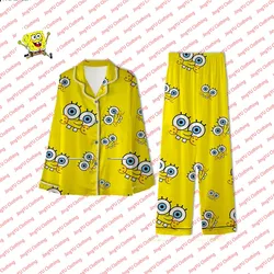 Summer cartoon cute pajamas set fashionable and comfortable casual home pajamas couple style 2024 new SpongeBob SquarePants