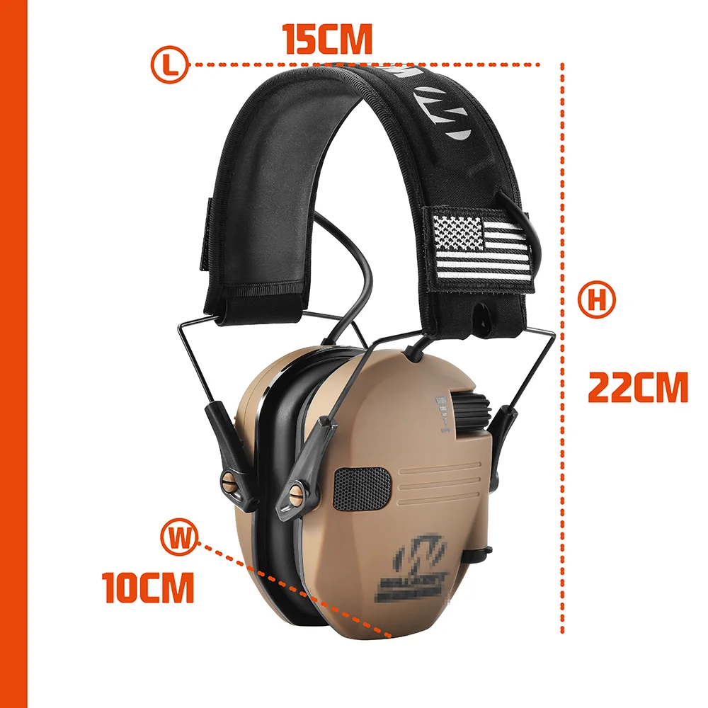 Tactical Electronic Shooting Earmuffs Hunting Sound Pickup Noise Reduction Hearing Protection Headset Low Profile Earcups