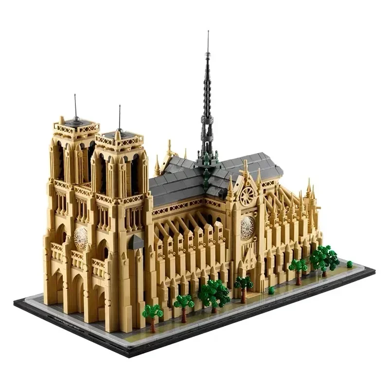 2024 New Building 21061 Notre Dame Cathedral Model Kit Iconic Paris Landmark Building Blocks for Children\'s Birthday Gifts