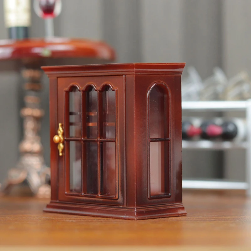 

1Pc Doll House Handcrafted Wall Cabinet Wine Cabinet Furniture Model Decor Mini Cabinet 1:12Dollhouse Miniature Plastic Cabinet