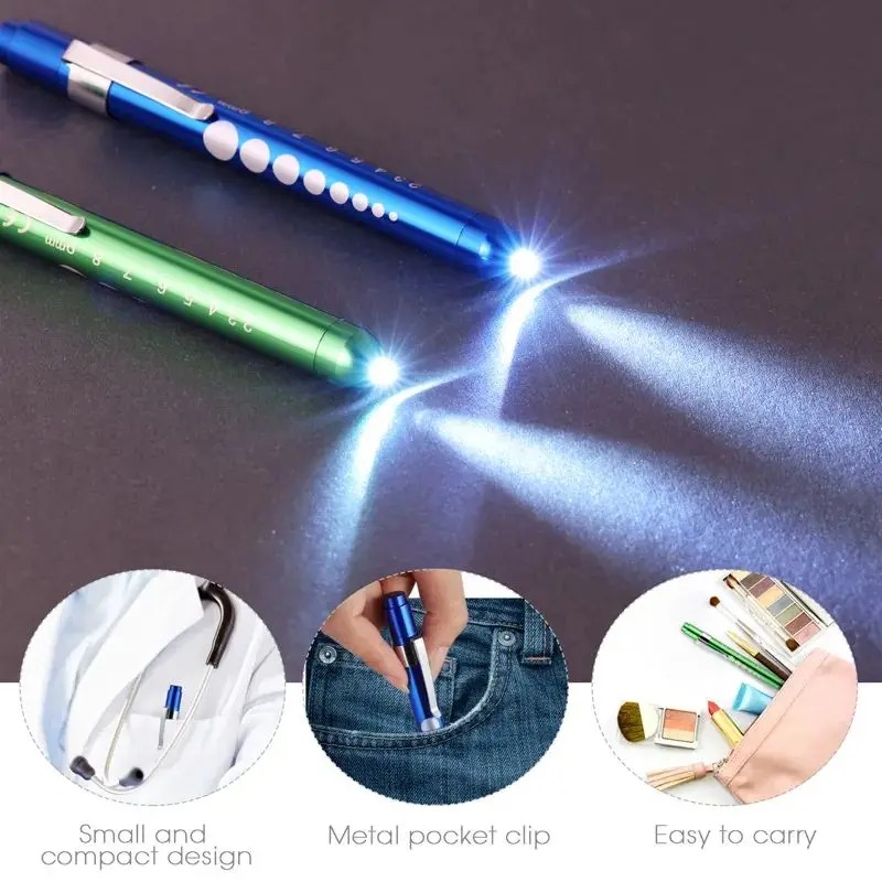 1pcs Rescue Medical LED Pen Light  Flashlight with Pupil Gauge and Ruler  without Batteries for Nursing Students Doctors