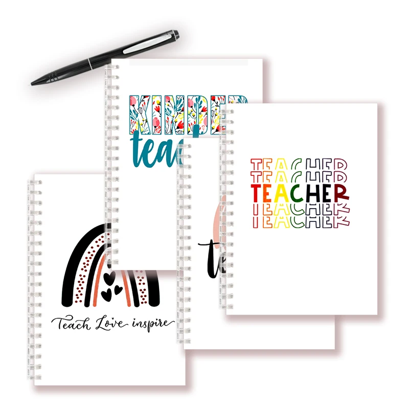 A5 Spiral Notebook - Teach Love Inspire - Rainbow Note Book Writing Pad Journal Teacher Life Day Gift Appreciation Floral Design