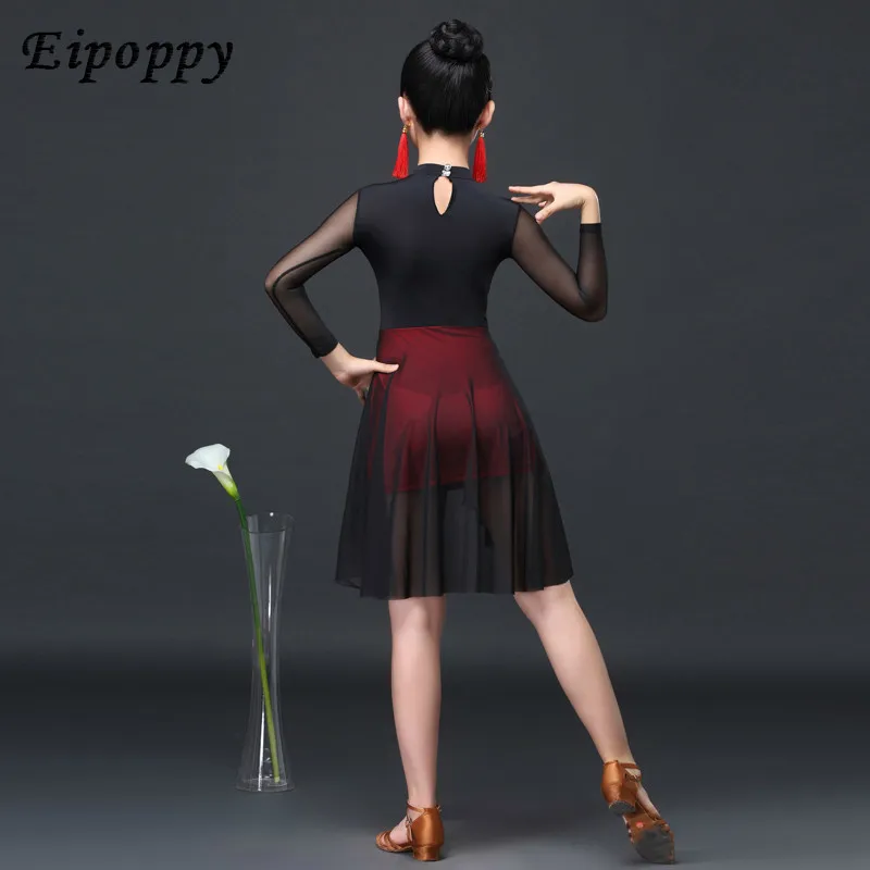 กระโปรงซ้อมศิลปะสำหรับเด็กชุดสอบชุดเดรสเต้นรำลาตินสำหรับเด็กผู้หญิงชุดซ้อมใหม่