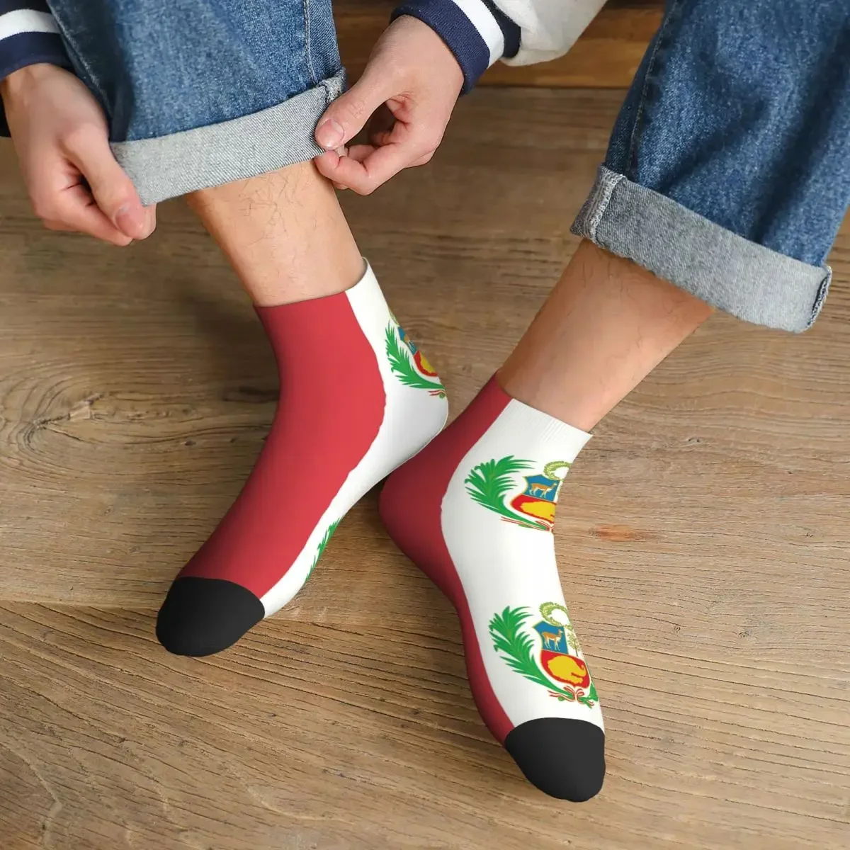 Flag Of Peru, Peruvian Flag Men Women Crew Socks Unisex Kawaii 3D Printed Dress Socks