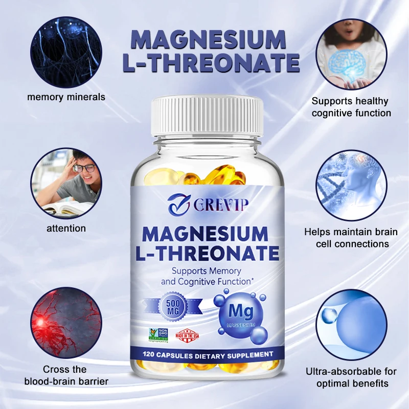 Magnesium L-Threonate Capsules - Supports Focus, Memory & Learning Brain Health Supports Quality of Sleep