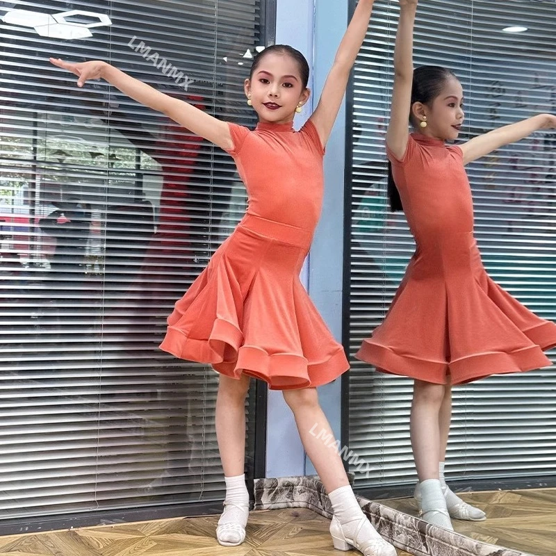 ชุดเต้นลาตินสำหรับเด็ก แขนสั้น รุ่นใหม่ สำหรับฤดูร้อนและฤดูใบไม้ร่วง ชุดฝึกซ้อม