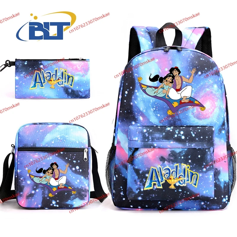 Disney Aladdin printed student school bag set kids backpack shoulder bag pencil case 3-piece set for boys and girls