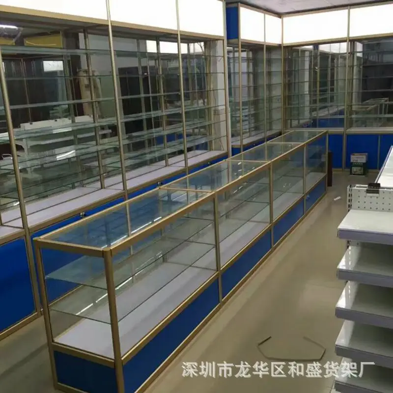 Kustom. Paduan Showcase Aluminium Alloy Showcase Butik Rak Display Showcase Kaca Display Shelf Farmasi