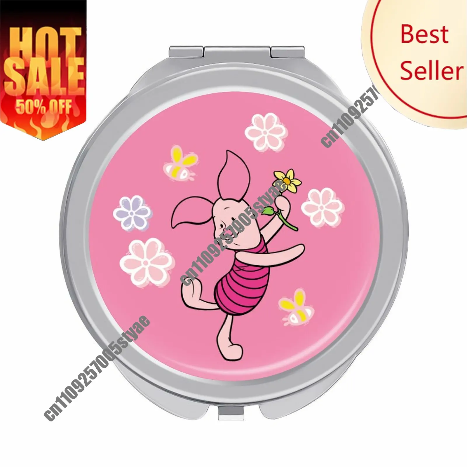 

Piglet Makeup Mirror Disney Cartoon Custom Mirror Design Your Photos Logo Text Portable Travel Holiday Parties Souvenir