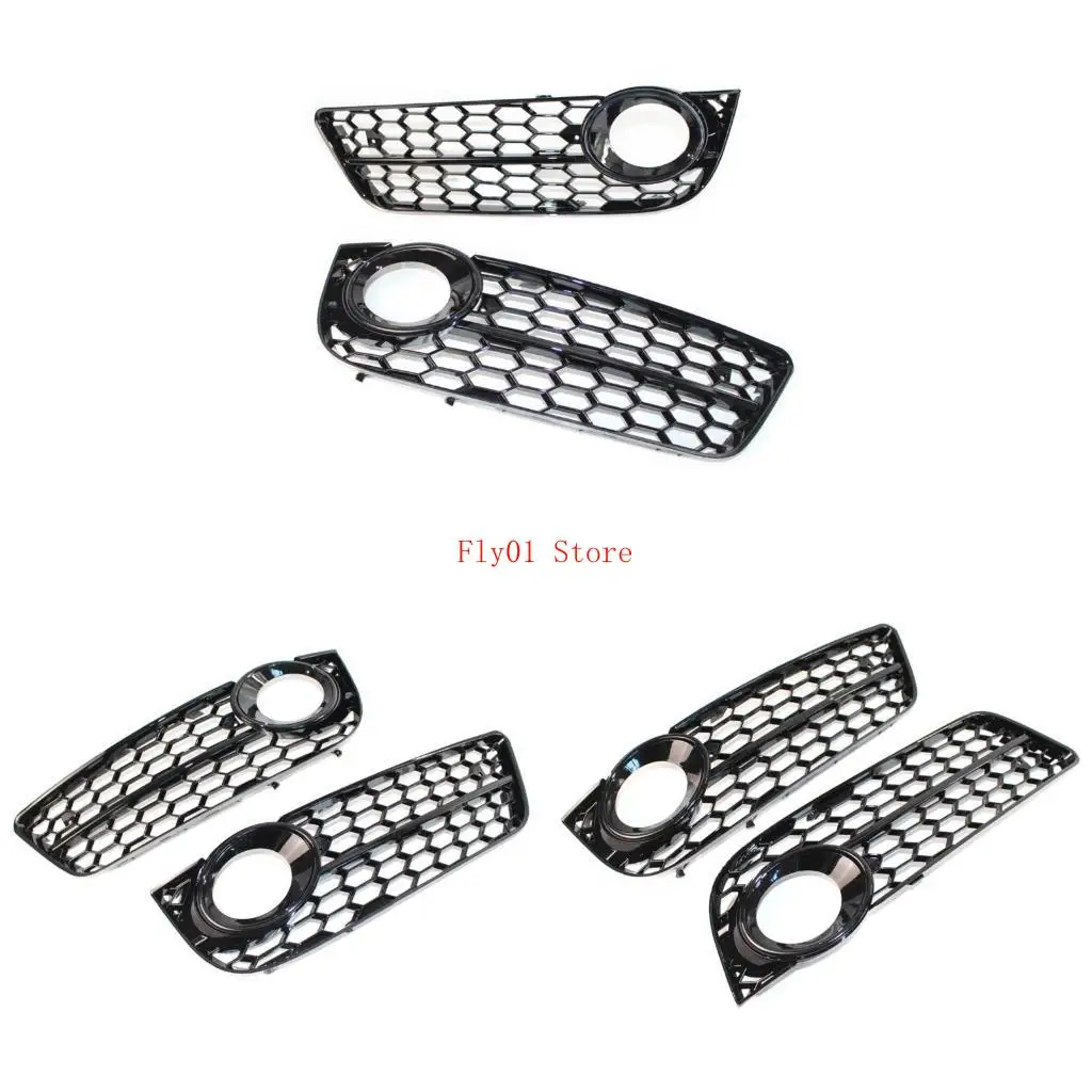 

2Pcs Front Grills-Bumper Fog Light Cover Lamp Frame Trim Auto Honeycomb Mesh Grille-Bumper for A5 CABRIOLET 10-11