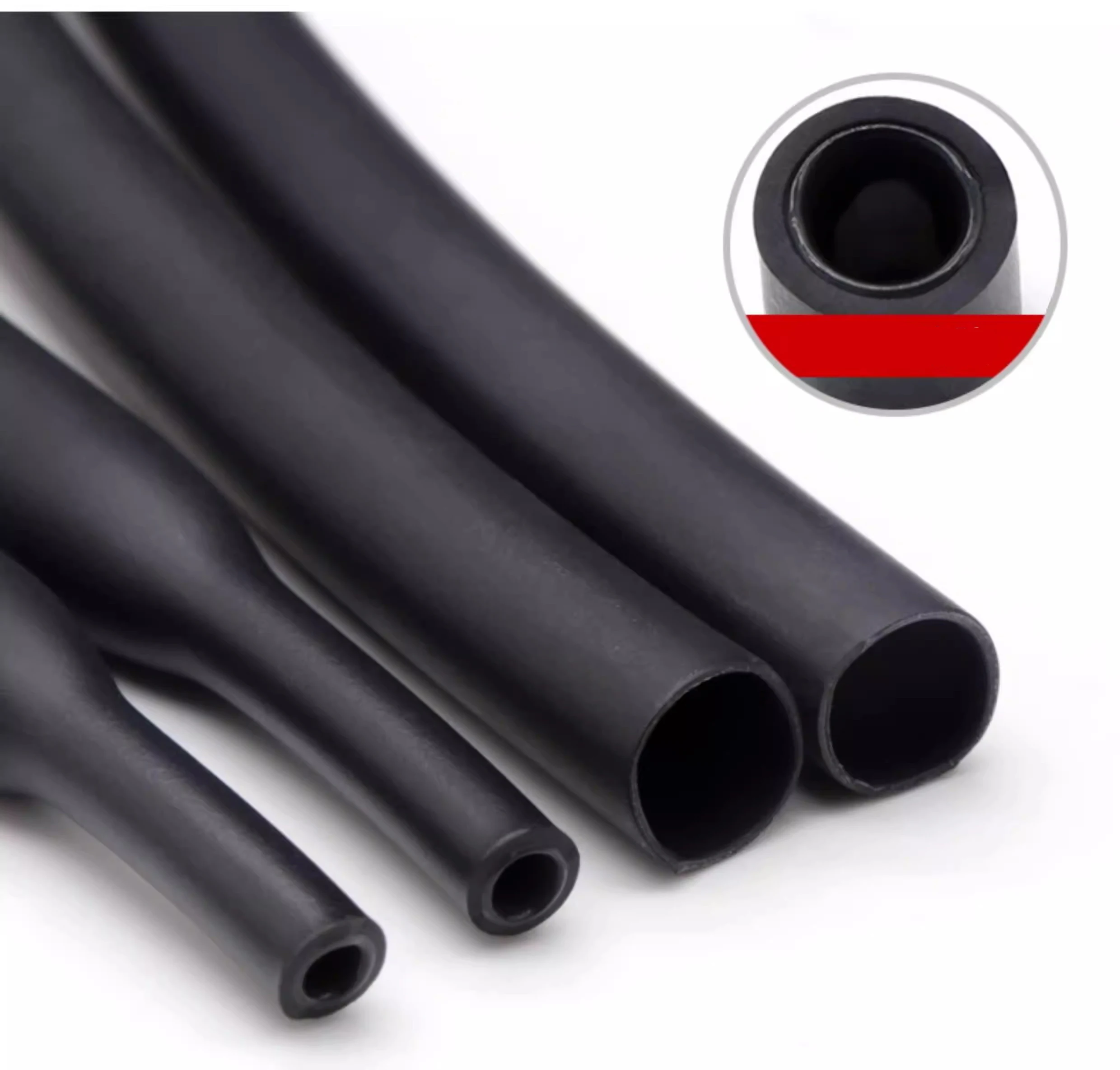 Black 5/10M 3:1 Heat Shrink Tube With Glue Diameter 1.6~19.1mm Dual Wall Polyolefin Insulated Adhesive Lined Shrink Wrap Sleeve