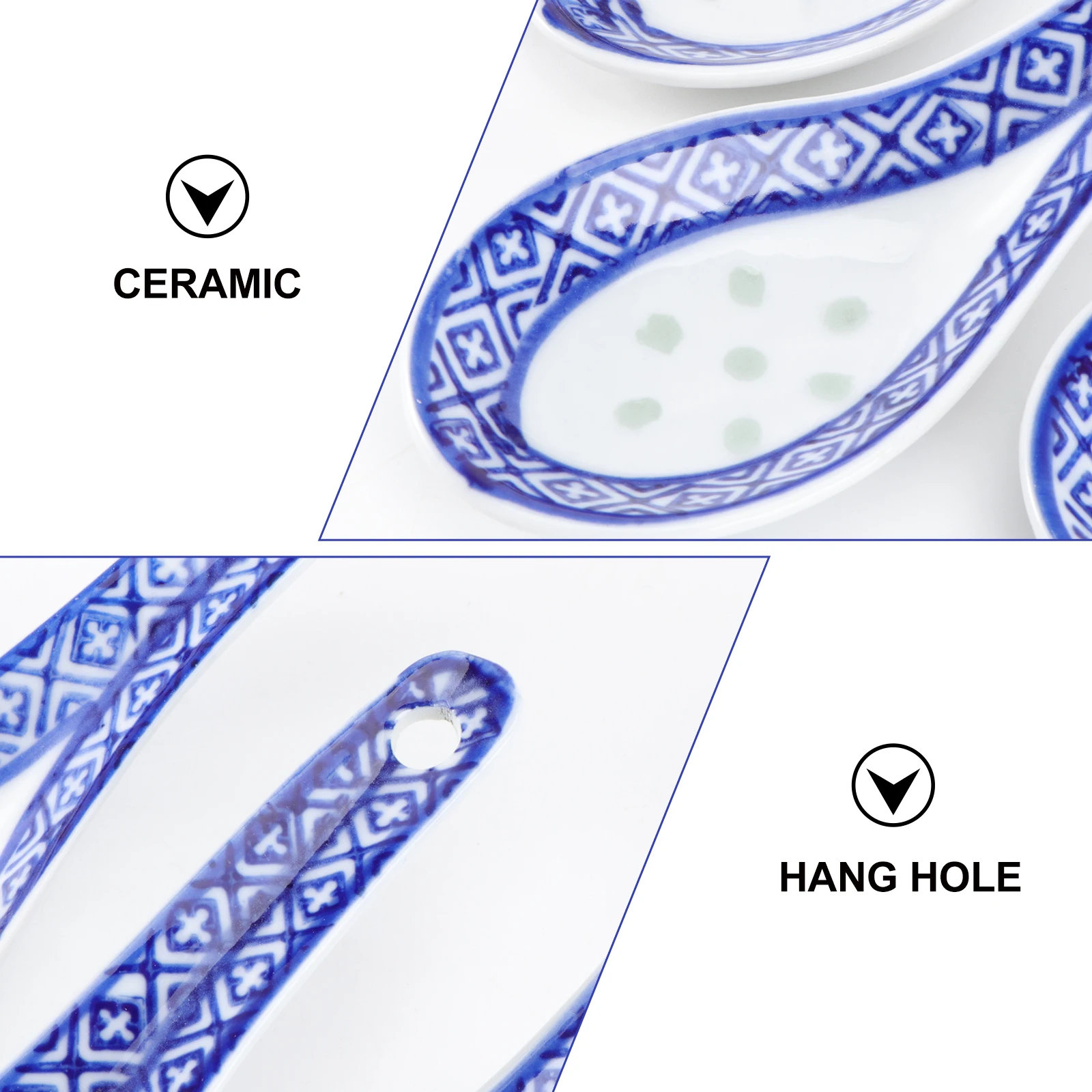 

Useful Ceramic Spoon 5pcs Multi Function Chinese Style Scoop Porridge Ladle Soup Spoon Tableware for Home and Restaurant Use