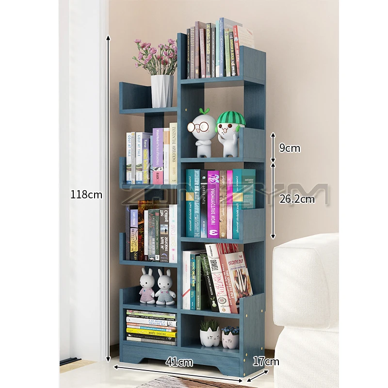 Modern Creative Wooden Bookshelf Floor Bookcase Desk Storage Rack Simple Living Room Office Display Cabinet Student Home Shelf