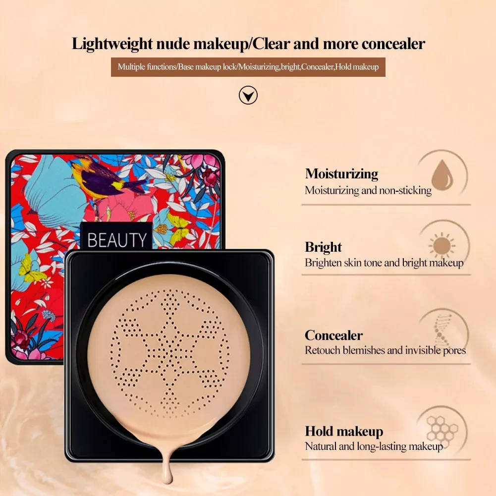 Fundação mágica cabeça de cogumelo almofada de ar cc creme à prova dwaterproof água iluminar fundação creme feminino base maquiagem rosto cosméticos coreanos