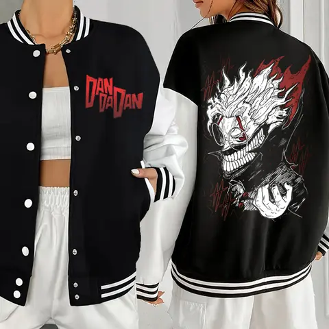 อะนิเมะ Dandadan Okarun Hoodie ชุดเบสบอลแจ็คเก็ตหญิง/ชาย Harajuku ชายเสื้อ Streetwear Dandadan Creative พิมพ์เสื้อ