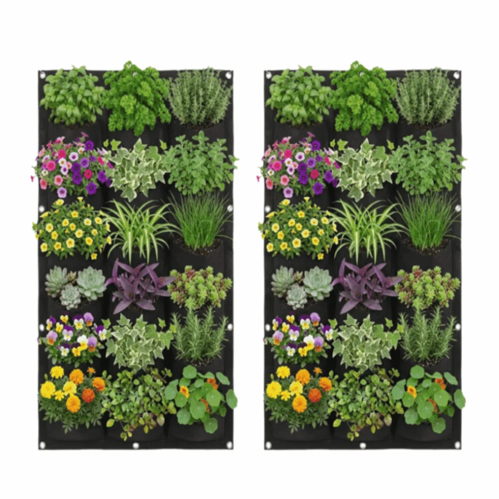 

Durable 18/15 Pockets Plant Grow Bag Degradable Felt Grow Bag Reusable Breathable Wall Hanging Plant Bag Vertical Greening