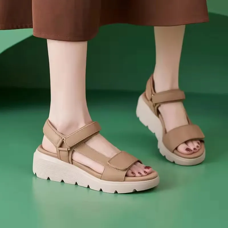 Women's Sandals Summer Casual Elegant PU Soft Non-Slip Comfort Light Beach Sea Wedges Platform Roman Shoes