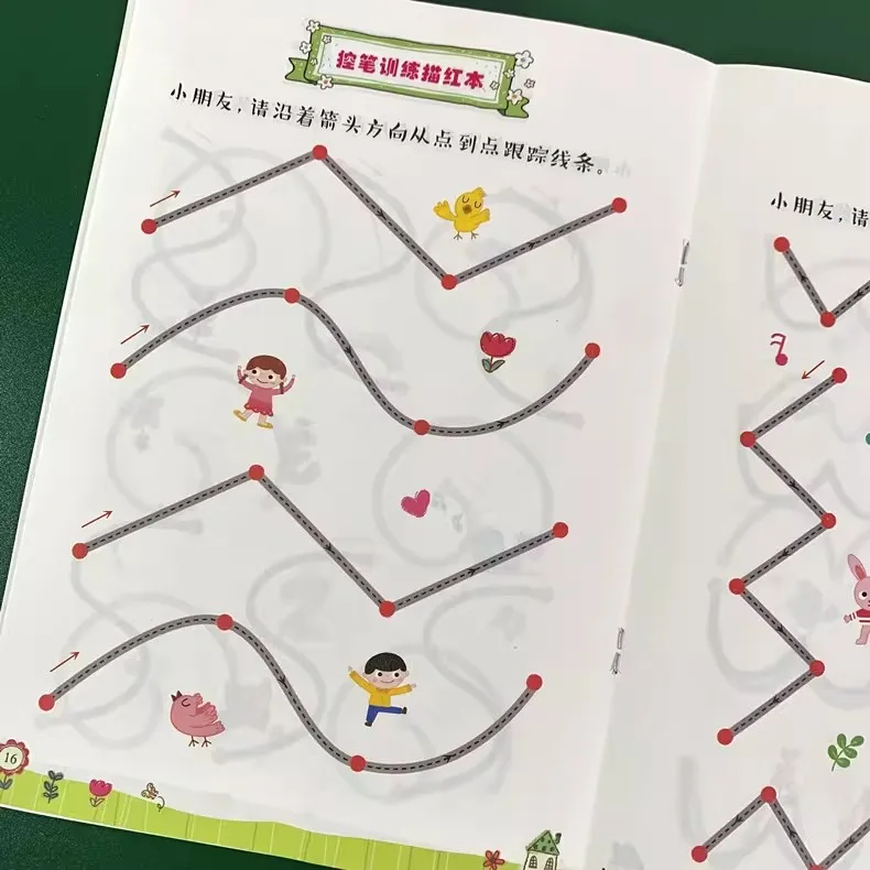 Kids Concentration Training Book Set, 3 Books Stylus & Handwriting Practice Workbook, Early Education Brain Development Book