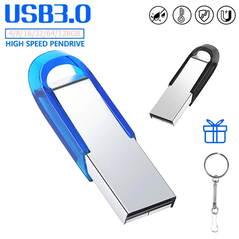 Free custom Logo USB 3.0 Flash Drive 128GB High Speed Memory Stick Pen Drive 64GB Waterproof Pendrive 32GB Metal Usb Disk 16GB